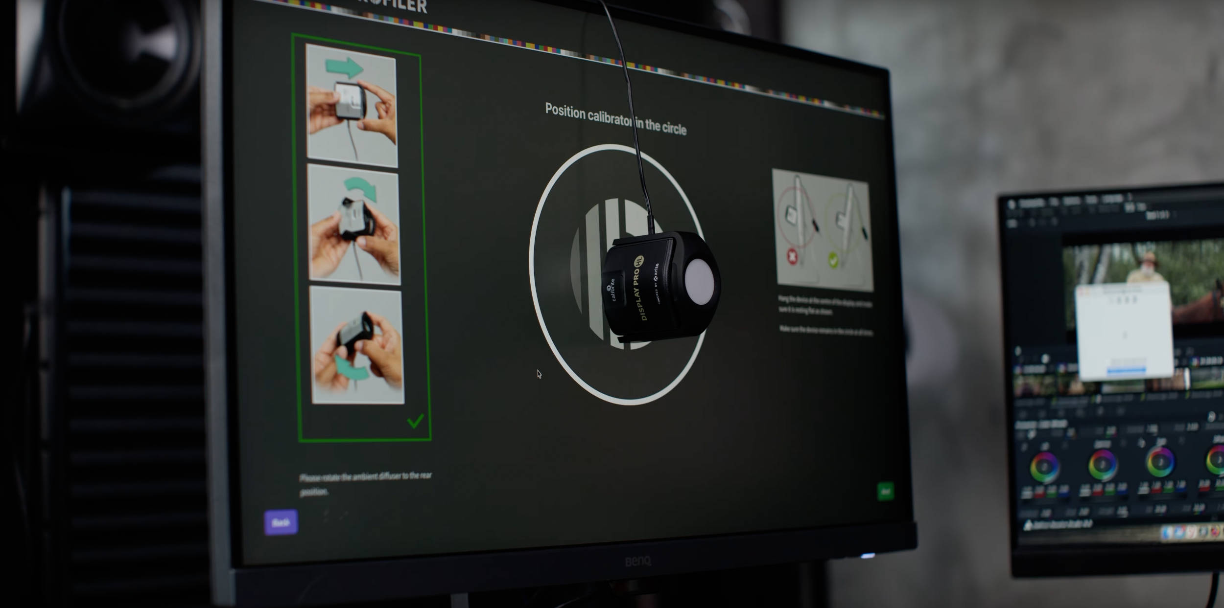 A colorimeter allows you to create an ICC profile or 3D LUT file for grading accuracy.